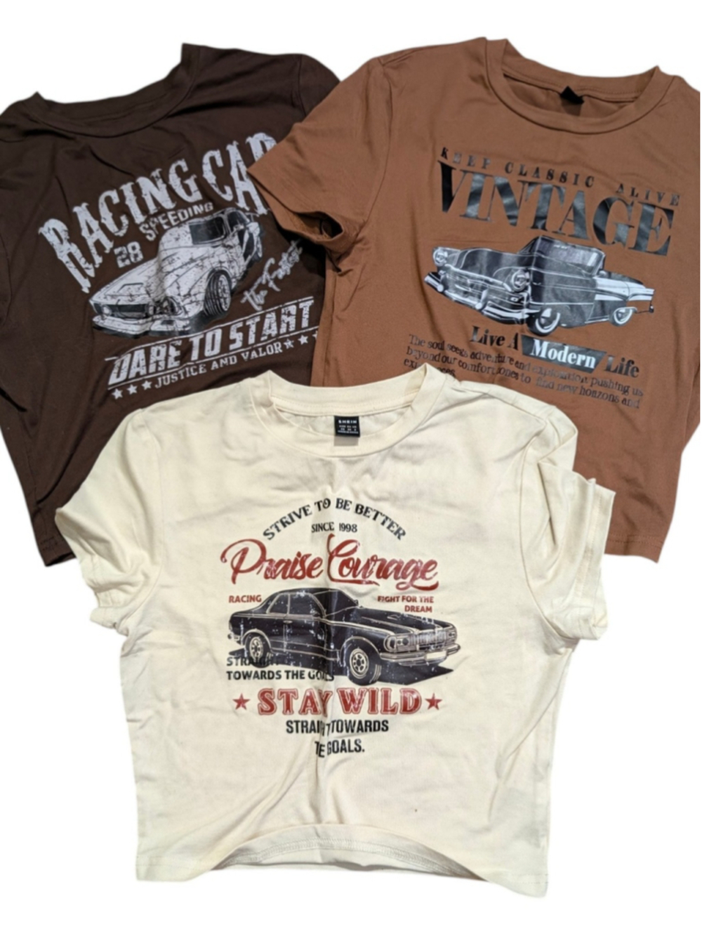 SHEIN Graphic Tee Set of 3 Size XS Car Auto